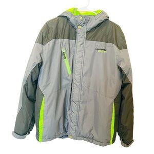 Hawke & Co youth Puffer Jacket in Gray and Neon Green